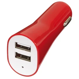 Ładowarka samochodowa DRIVE 2 USB, czerwony